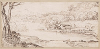 K V 106
<br/>
Rivierlandschap met hutten aan de oever
<br/>
<em>Grimaldi, Giovanni Francesco (1606-1680)</em>